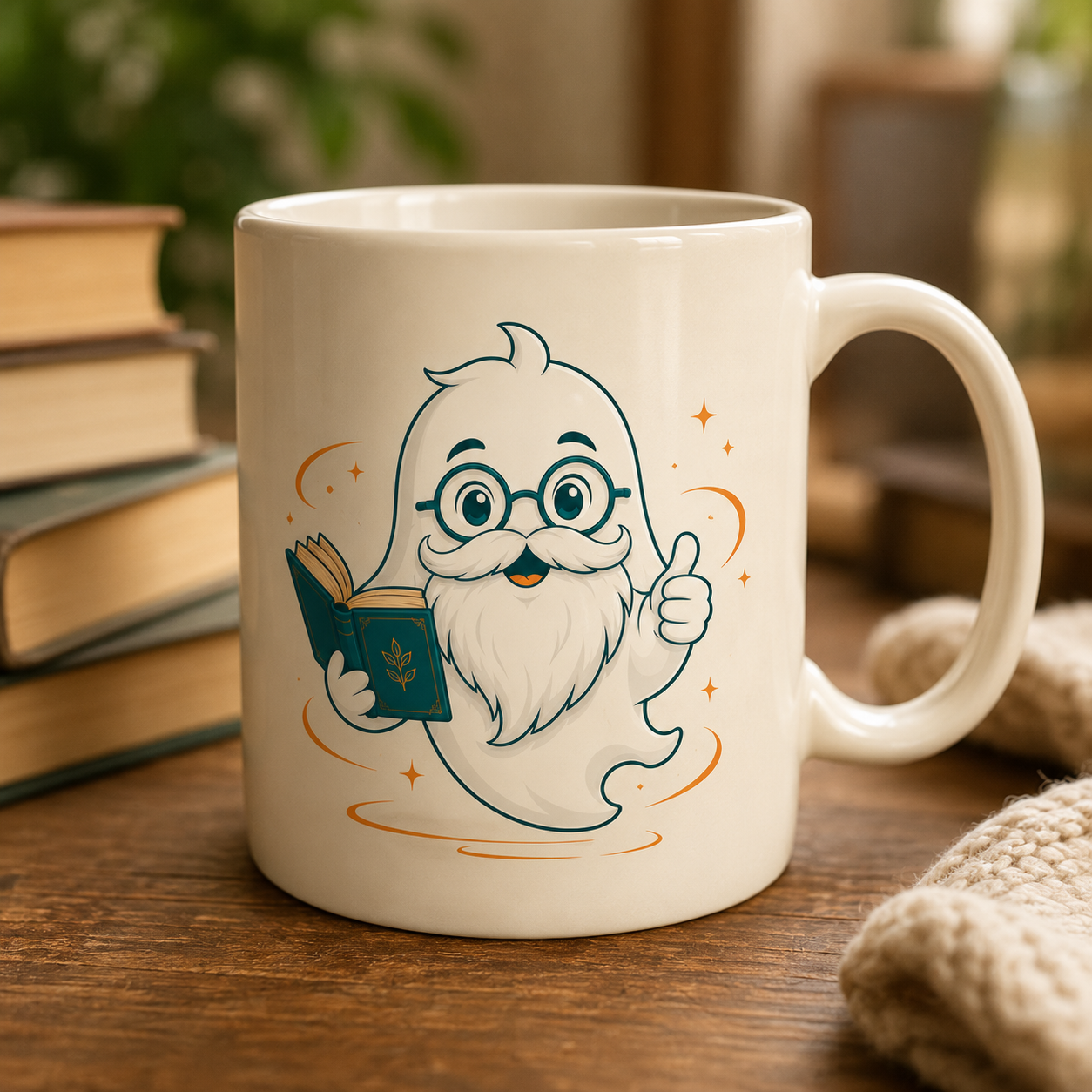 ReadCycle ceramic mug with mascot illustration