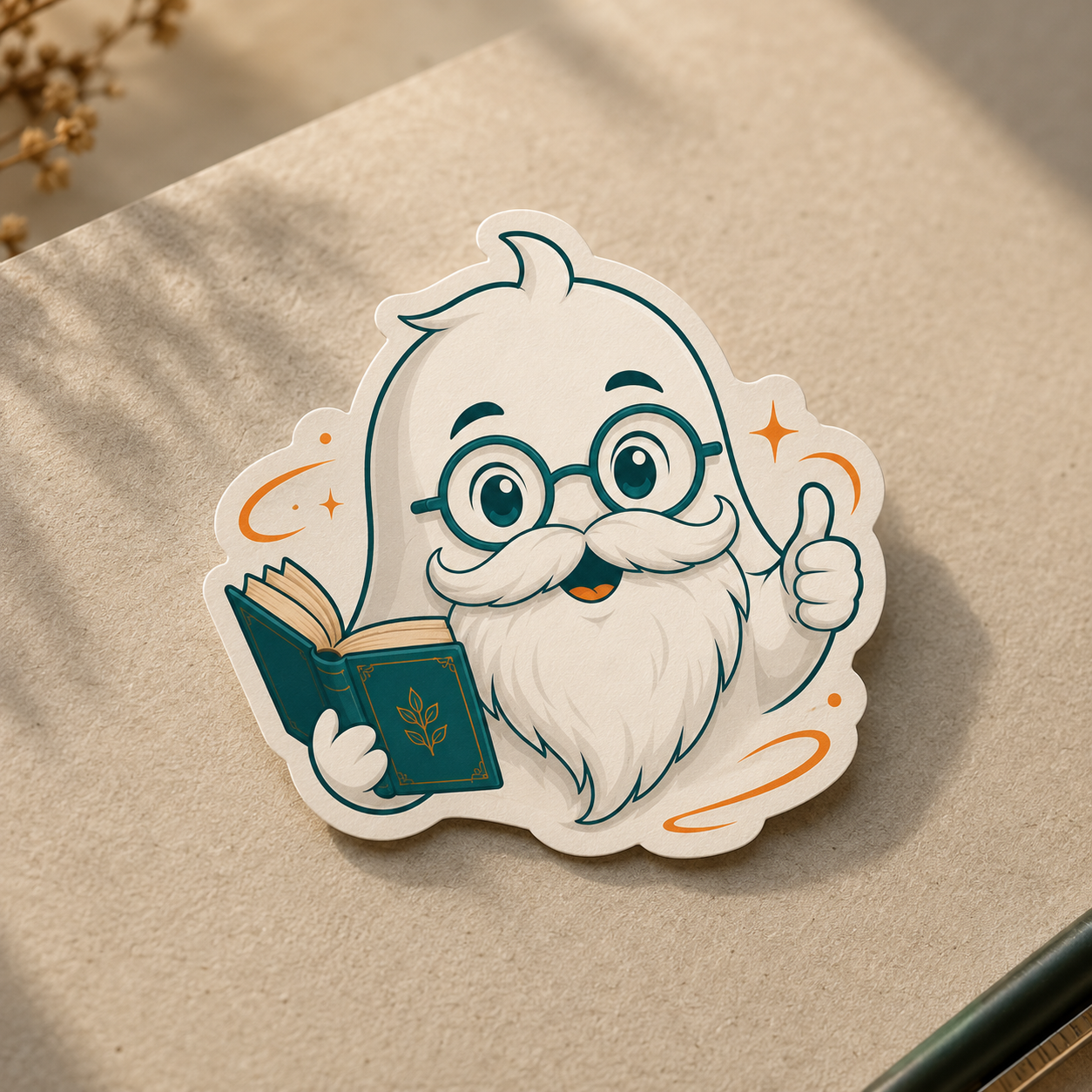 ReadCycle die-cut sticker of the ghost mascot